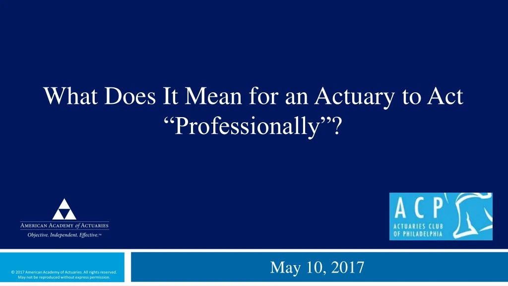 what does it mean for an actuary to act professionally