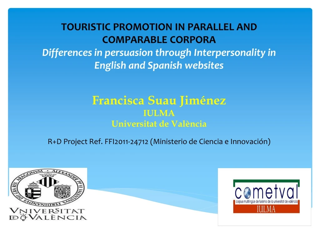 touristic promotion in parallel and comparable