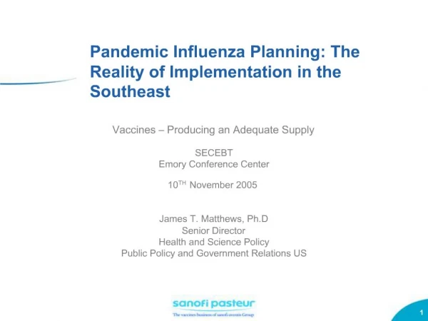Pandemic Influenza Planning: The Reality of Implementation in the Southeast