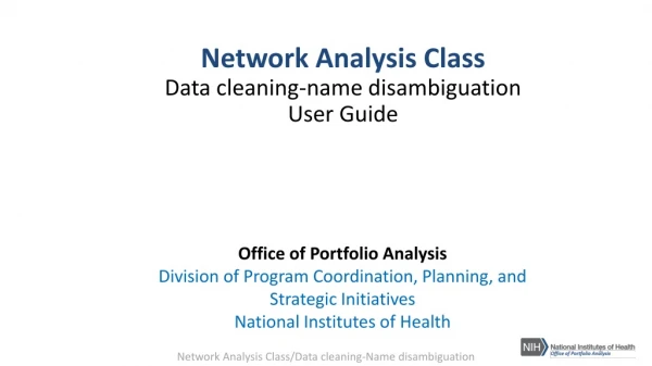 Network Analysis Class Data cleaning-name disambiguation User Guide