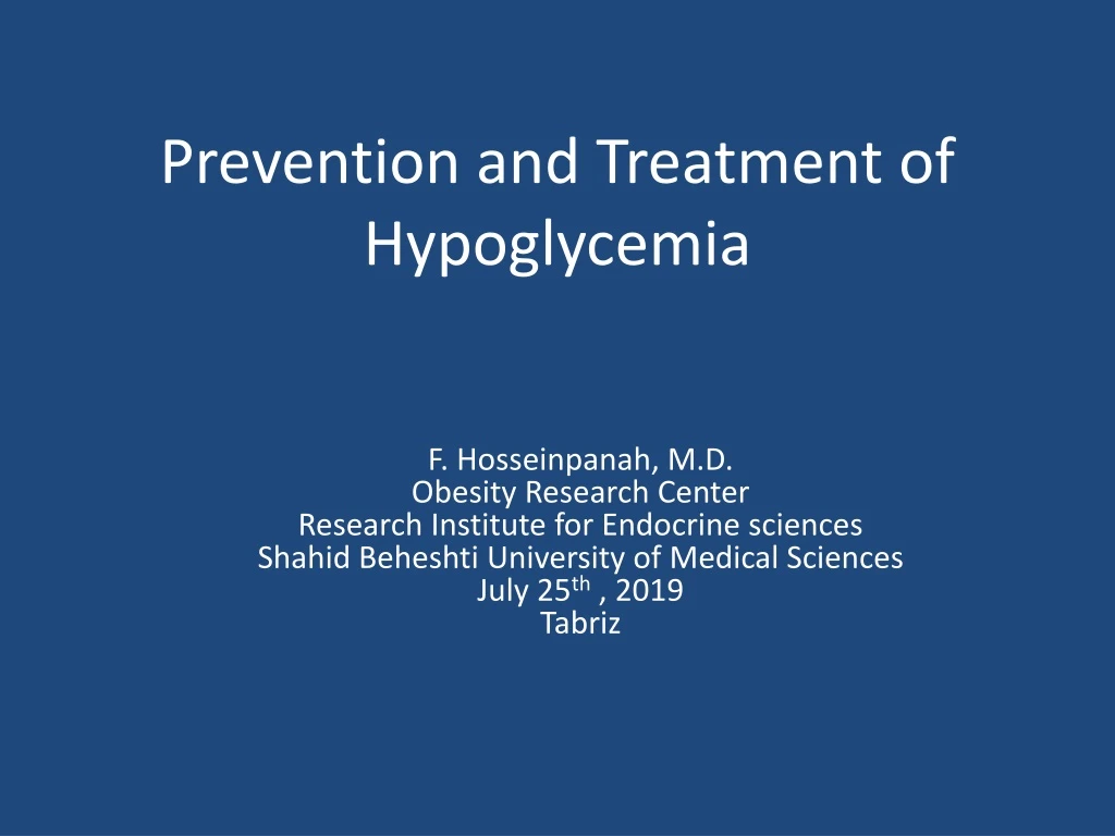 prevention and treatment of hypoglycemia