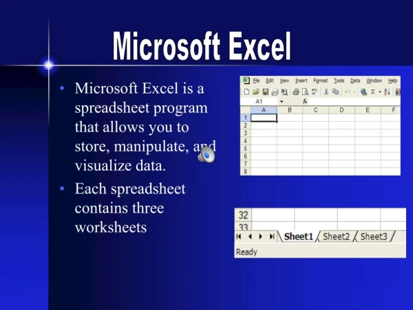 Microsoft Excel is a spreadsheet program that allows you to store, manipulate, and visualize data.