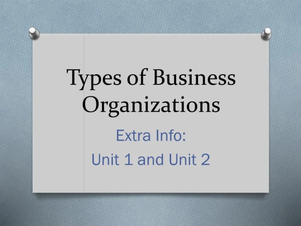 Types of Business Organizations