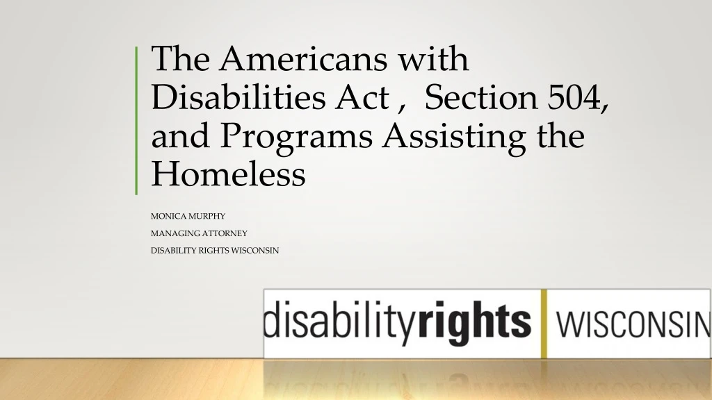 the americans with disabilities act section 504 and programs assisting the homeless