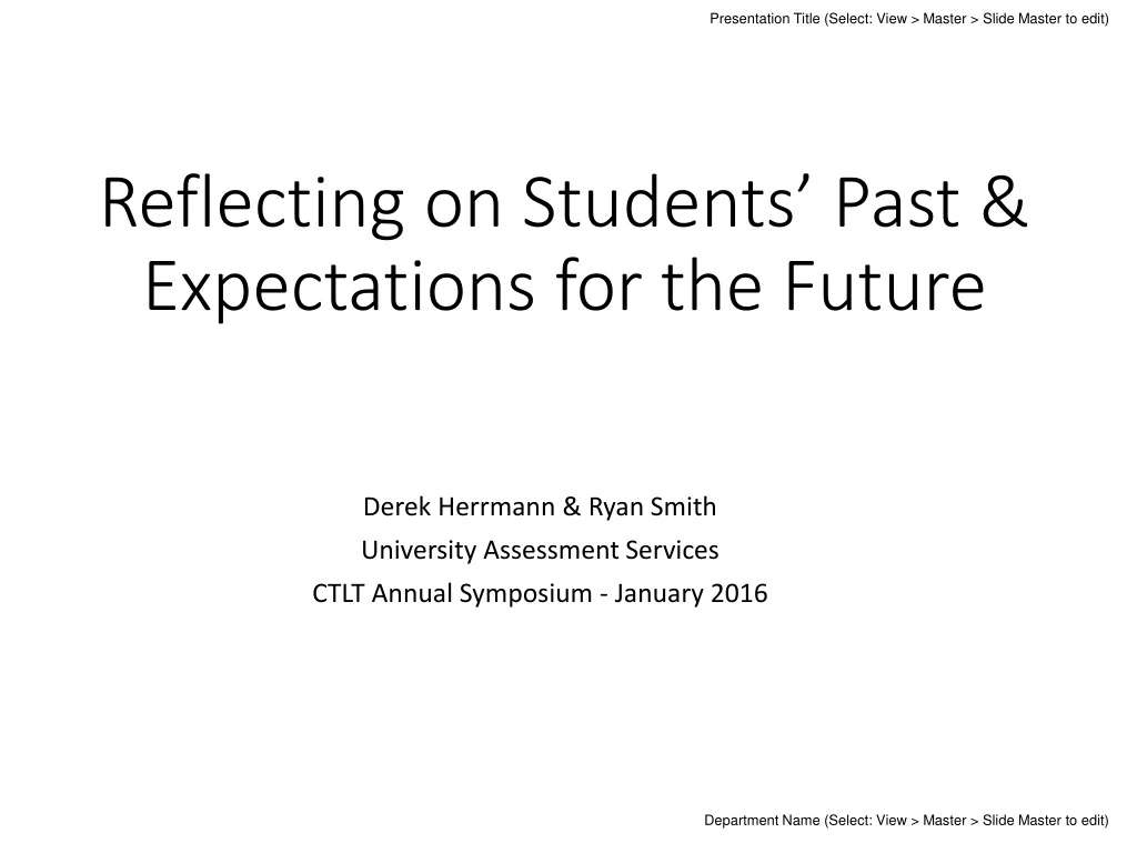 reflecting on students past expectations for the future