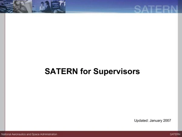 SATERN for Supervisors