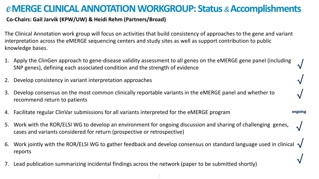 e merge clinical annotation workgroup status