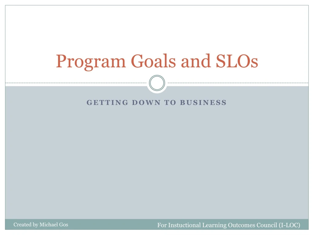 program goals and slos