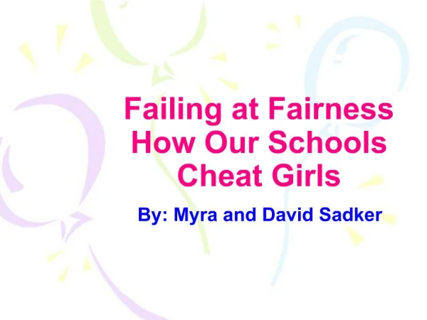 Failing at Fairness How Our Schools Cheat Girls