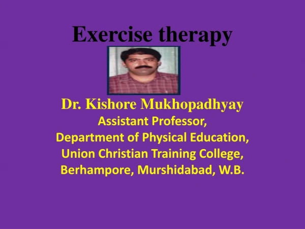 exercise therapy dr kishore mukhopadhyay