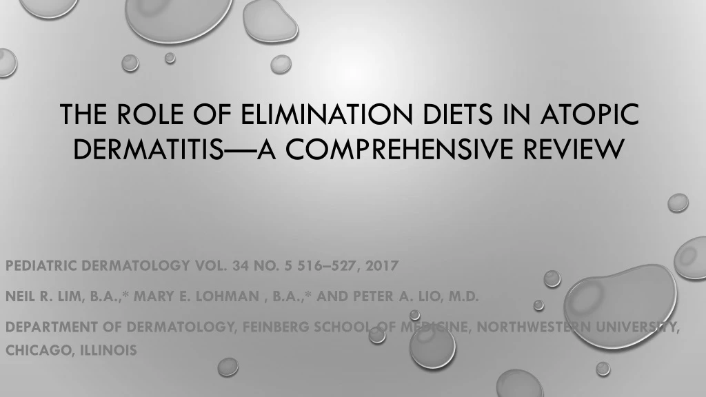 the role of elimination diets in atopic dermatitis a comprehensive review