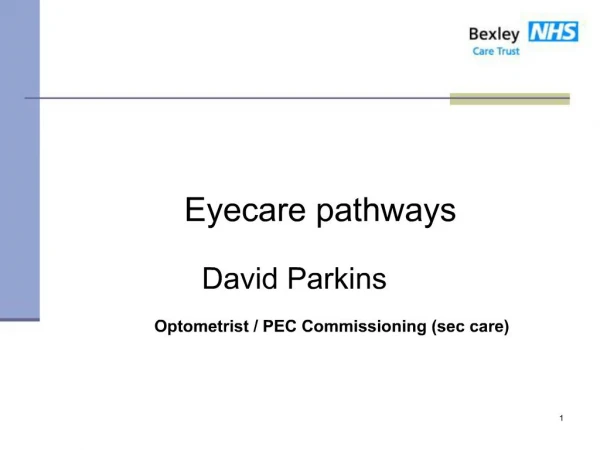 Eyecare pathways David Parkins Optometrist
