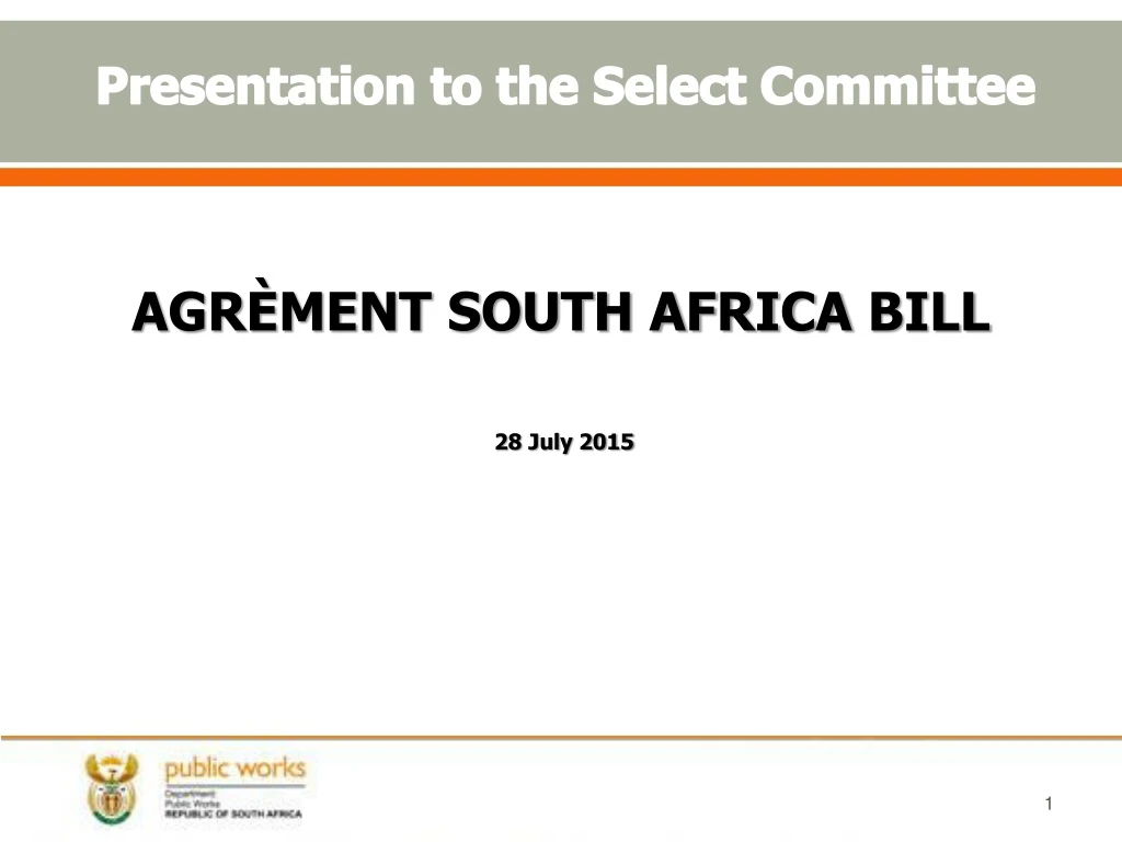 presentation to the select committee