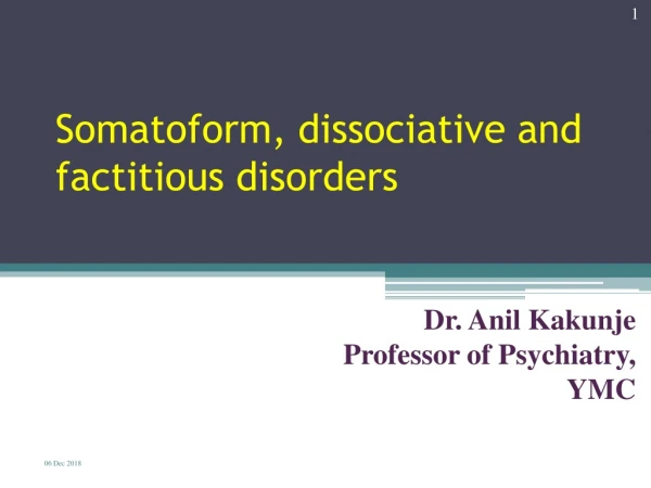 Somatoform, dissociative and factitious disorders
