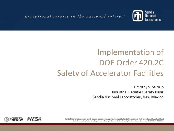 Implementation of DOE Order 420.2C Safety of Accelerator Facilities