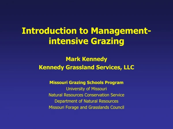 Introduction to Management-intensive Grazing