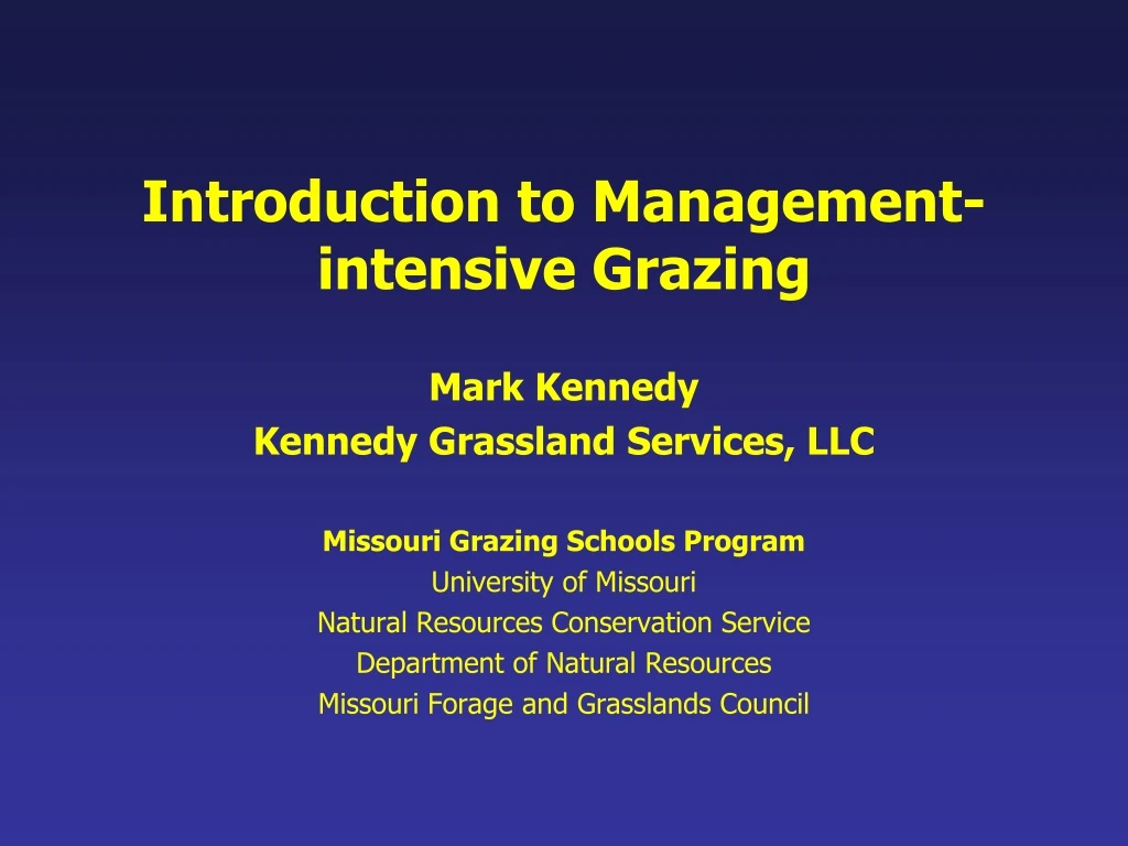 introduction to management intensive grazing