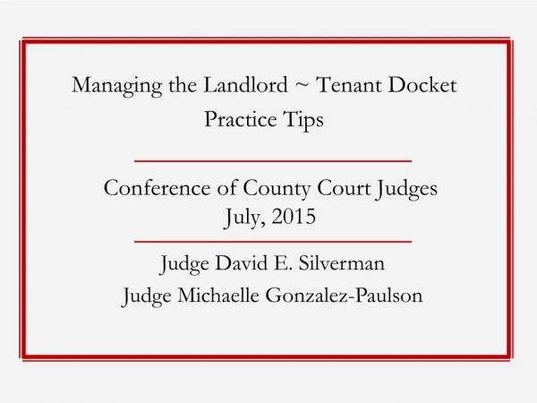 Conference of County Court Judges July, 2015