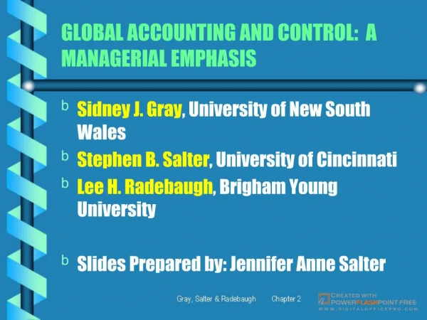 GLOBAL ACCOUNTING AND CONTROL: A MANAGERIAL EMPHASIS