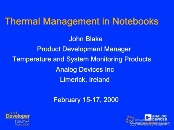 Thermal Management in Notebooks