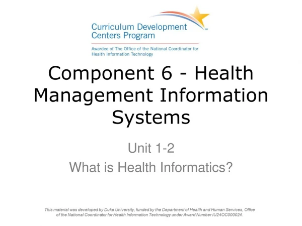 Component 6 - Health Management Information Systems