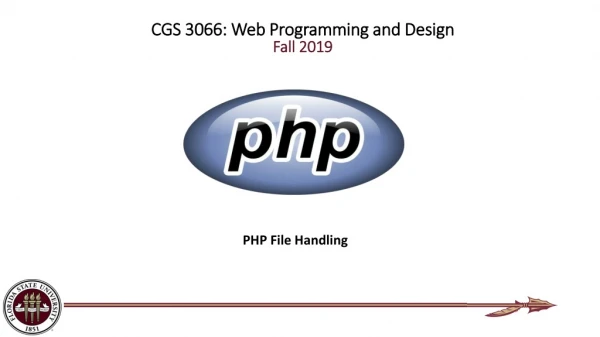 CGS 3066: Web Programming and Design Fall 2019