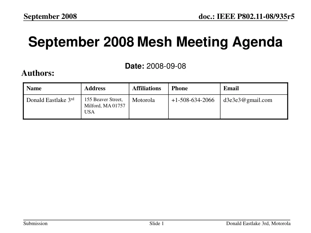 september 2008 mesh meeting agenda