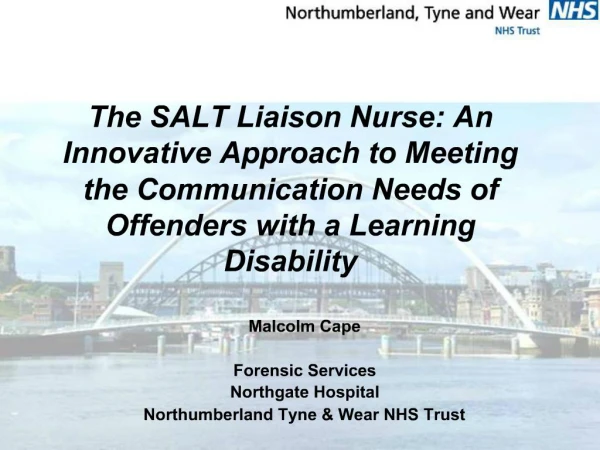The SALT Liaison Nurse: An Innovative Approach to Meeting the Communication Needs of Offenders with a Learning Disabilit