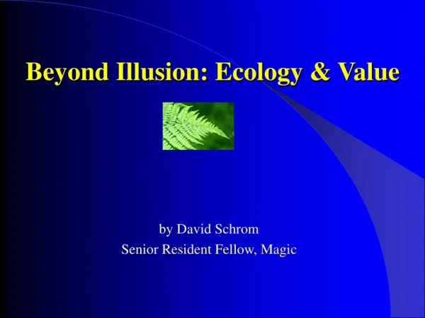 Beyond Illusion: Ecology &amp; Value
