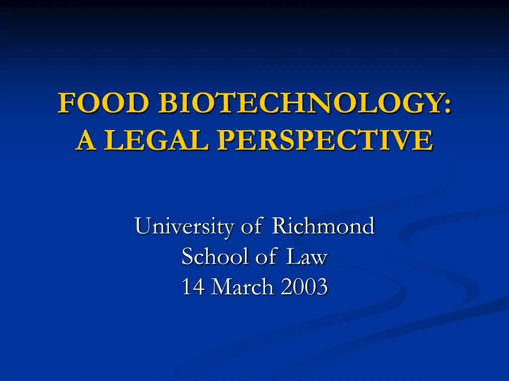 food biotechnology a legal perspective
