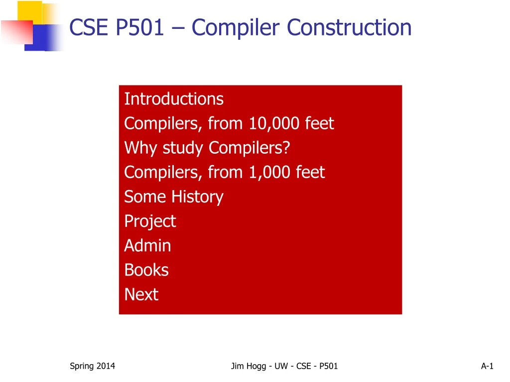 cse p501 compiler construction