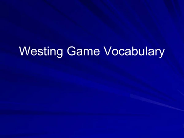 Westing Game Vocabulary