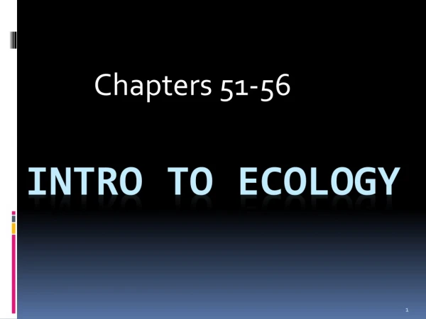 Intro to ecology