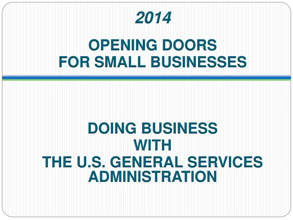 2014 opening doors for small businesses doing