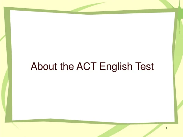 About the ACT English Test