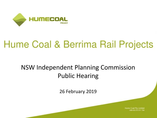 Hume Coal &amp; Berrima Rail Projects