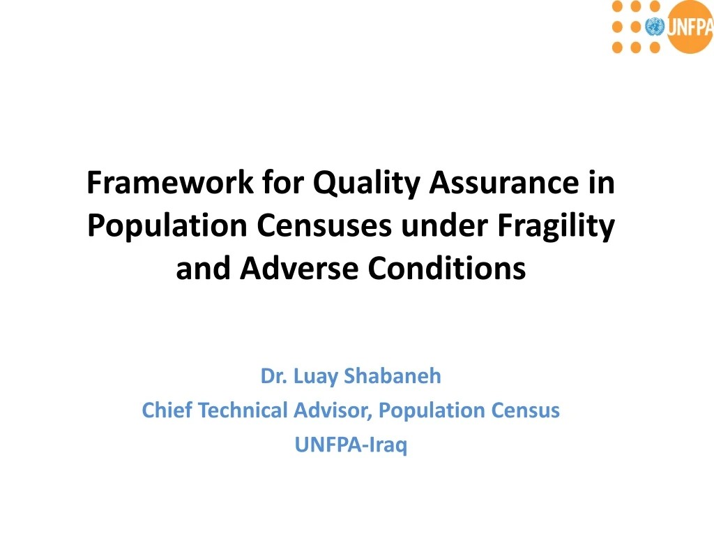 framework for quality assurance in population censuses under fragility and adverse conditions