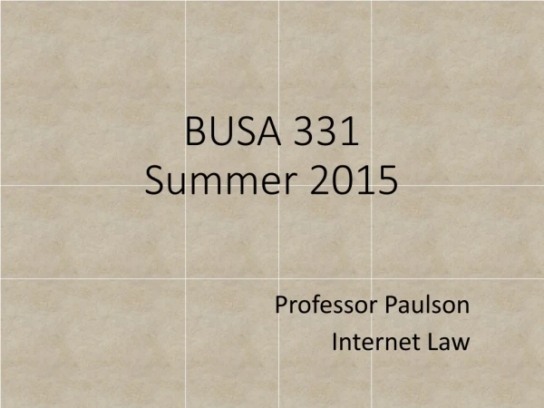 BUSA 331 Summer 2015