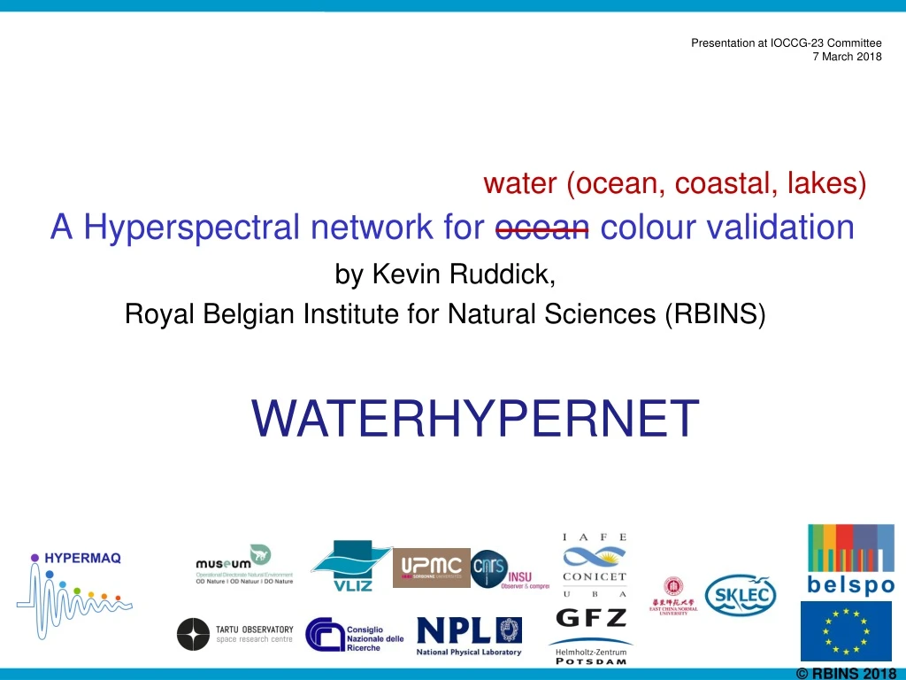 a hyperspectral network for ocean colour validation