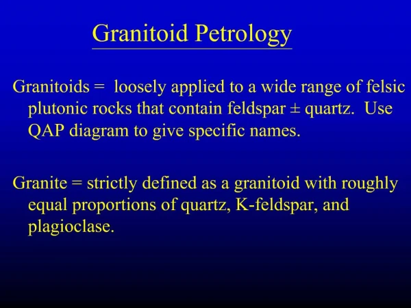 Granitoid Petrology