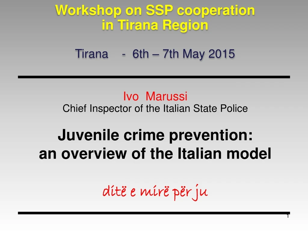 workshop on ssp cooperation in tirana region