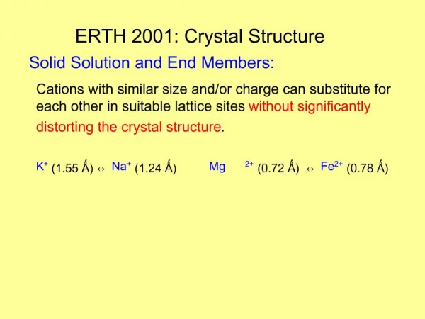 ERTH 2001: Crystal Structure