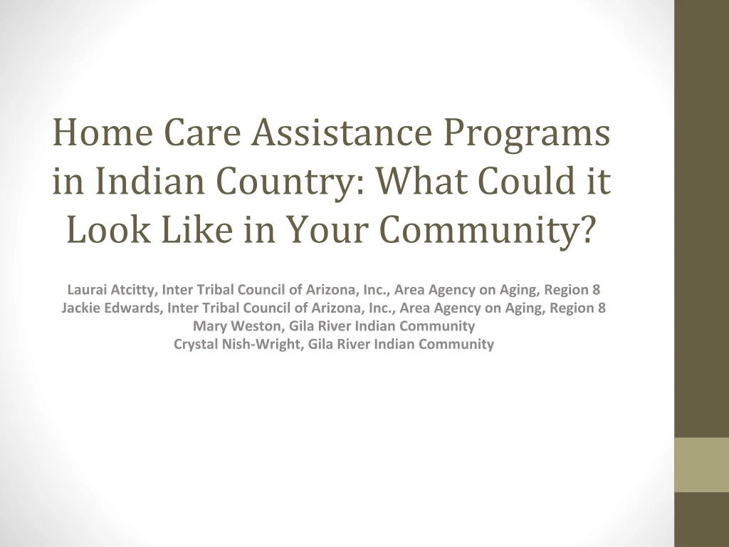 home care assistance programs in indian country what could it look like in your community