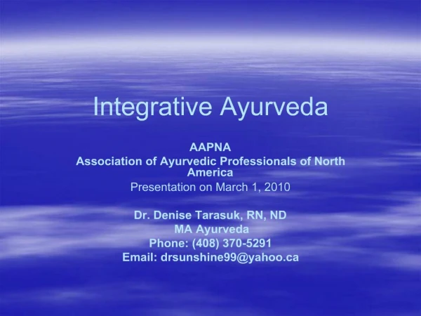 Integrative Ayurveda