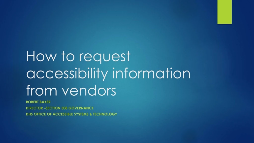 how to request accessibility information from vendors