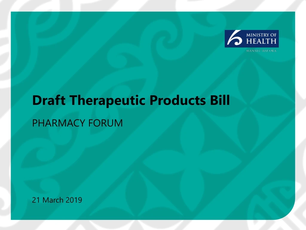 draft therapeutic products bill