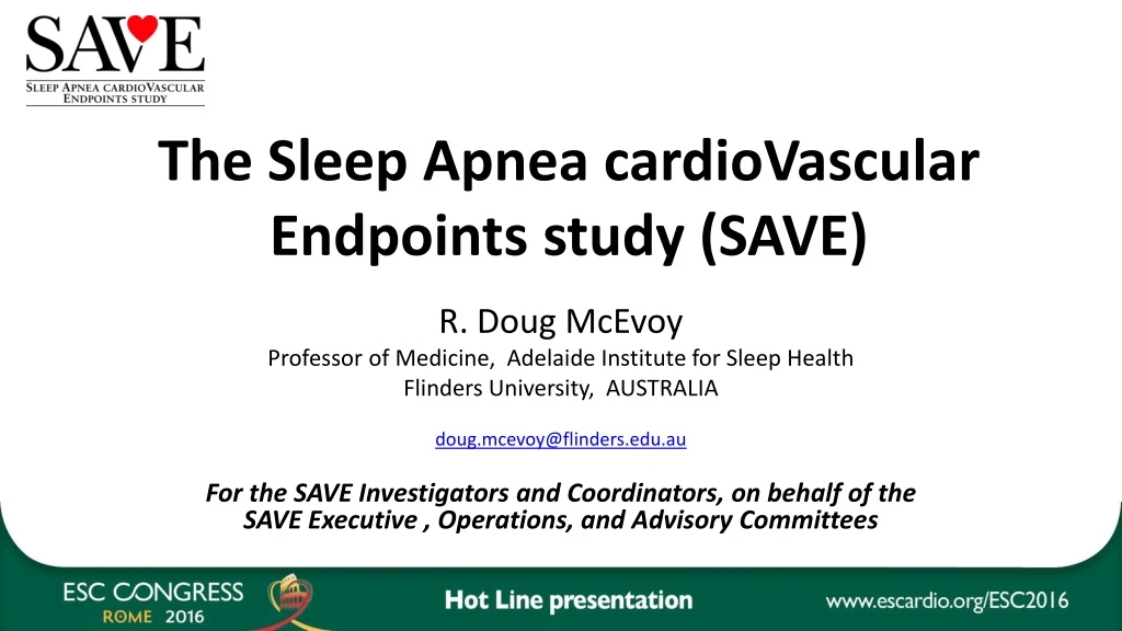 the sleep apnea cardiovascular endpoints study save