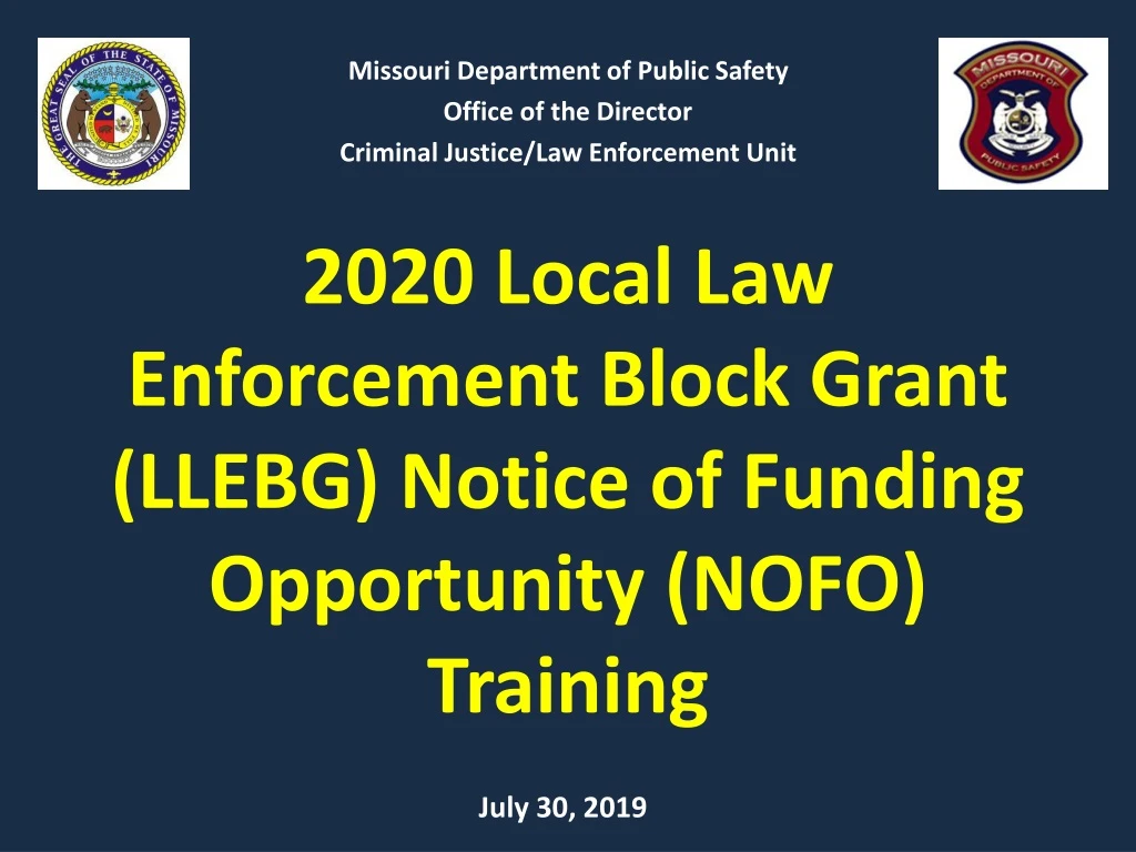 2020 local law enforcement block grant llebg notice of funding opportunity nofo training