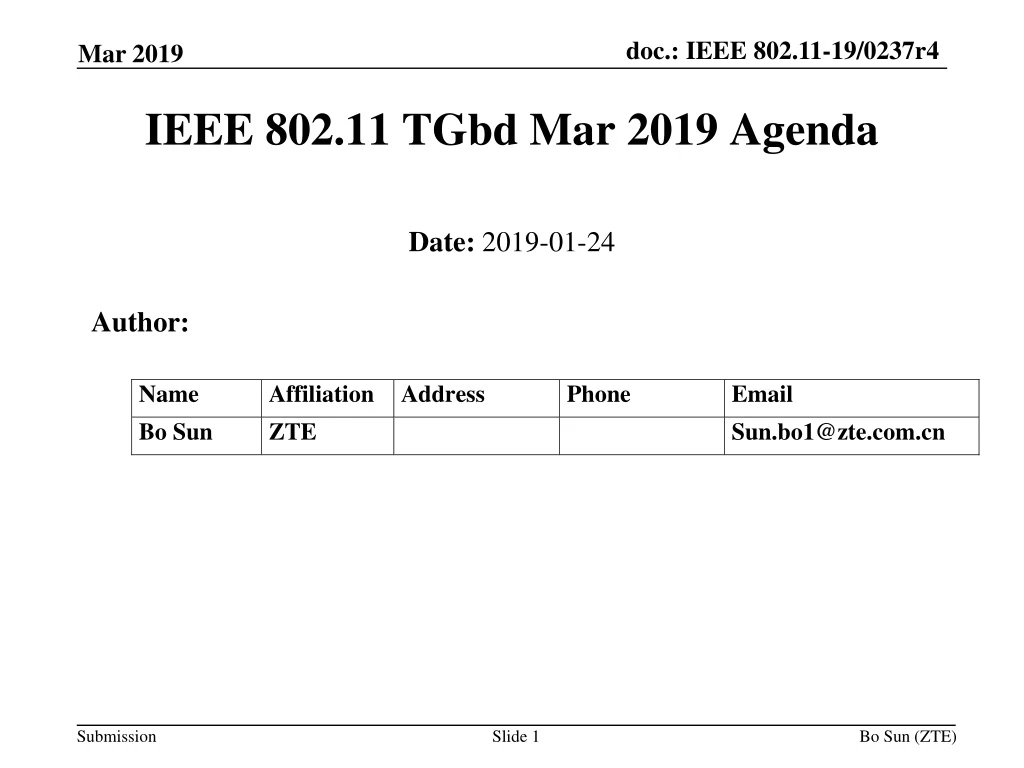 ieee 802 11 tgbd mar 2019 agenda