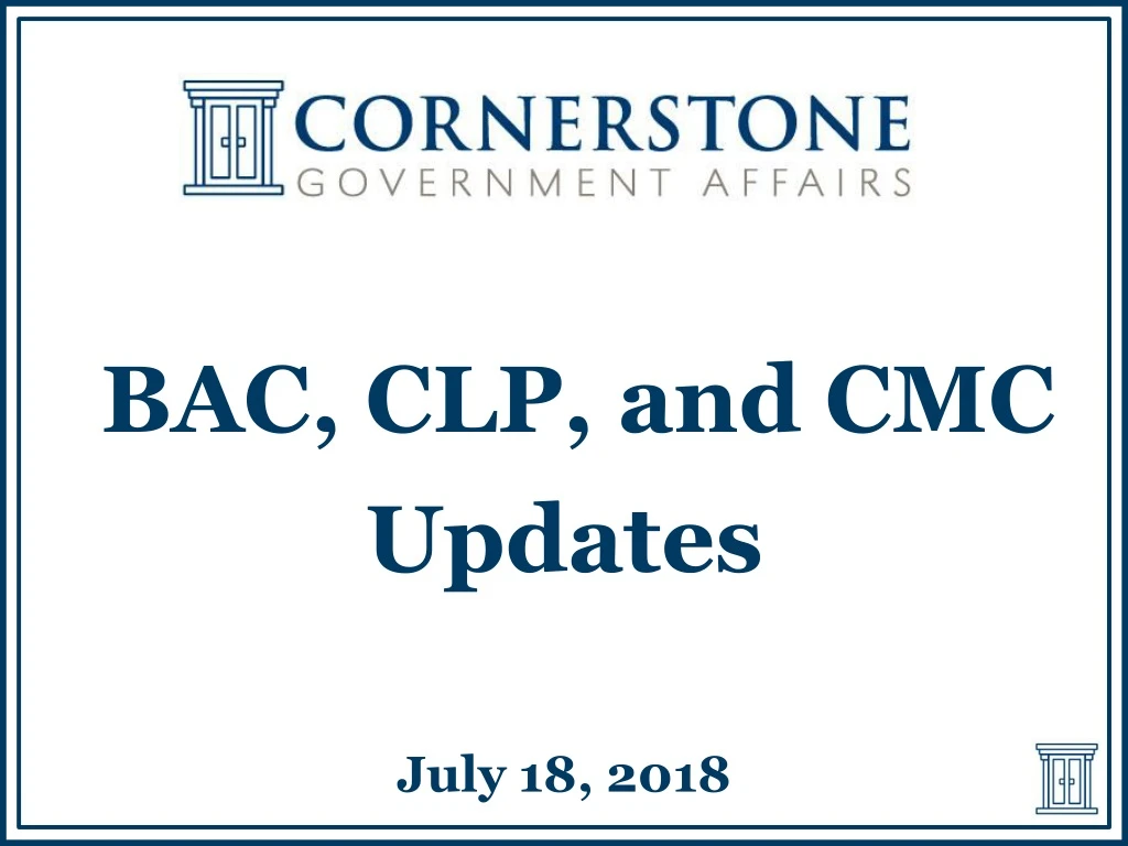 bac clp and cmc updates